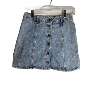Y2K H&M Divided Skirt  Size 4 Light Denim Jean Mini with full Button Front